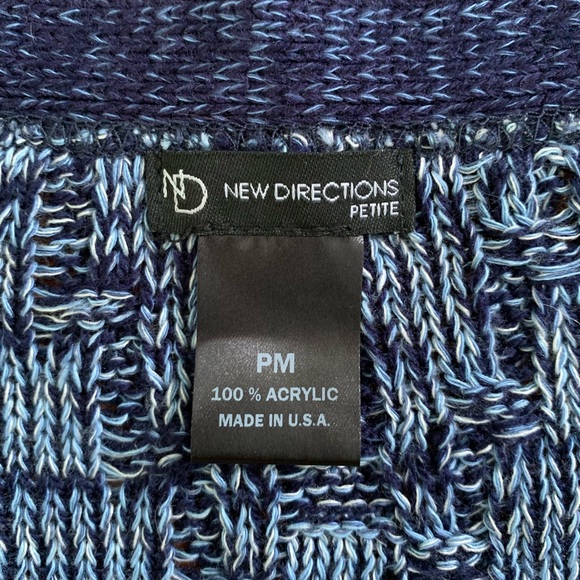 New Directions Petite Blue Color Blocked Cardigan - Picture 8 of 11